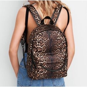 Victoria's Secret‎ Leopard Print Backpack Chain Accent Mini Book Bag